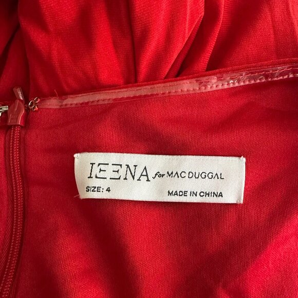 Mac Duggal Faux Wrap Sleeveless V Neck Gown Red 4 #8623 - Picture 5 of 7